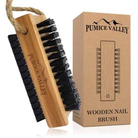 Wooden Cleaning Finger Nail Brush with Nylon Charcoal Bristles & Hanging Rope Double Sided Fingernail Brush for Scrubbing Fingernails and Toes Be