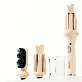 Automatic Curling Iron Rotating -3-in-1 Self Curling Hair Curler With 3 Barrel Sizes For Loose Waves To Tight Curls, Negative Ion Ceramic, Anti-T (Option: Beige)